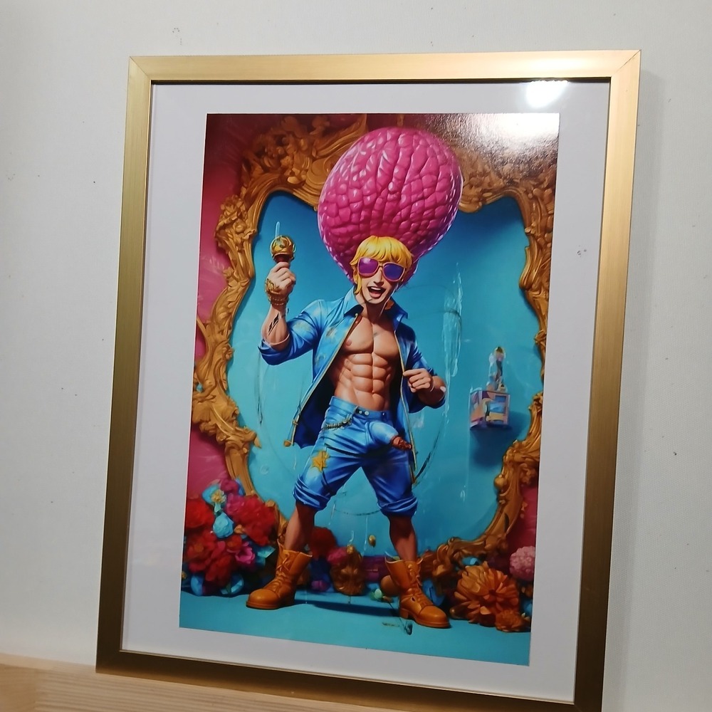 Framed Deviant Art  Gay Man Male Nude Pop Art / Art Deco 8x12 In Matted 11x14
